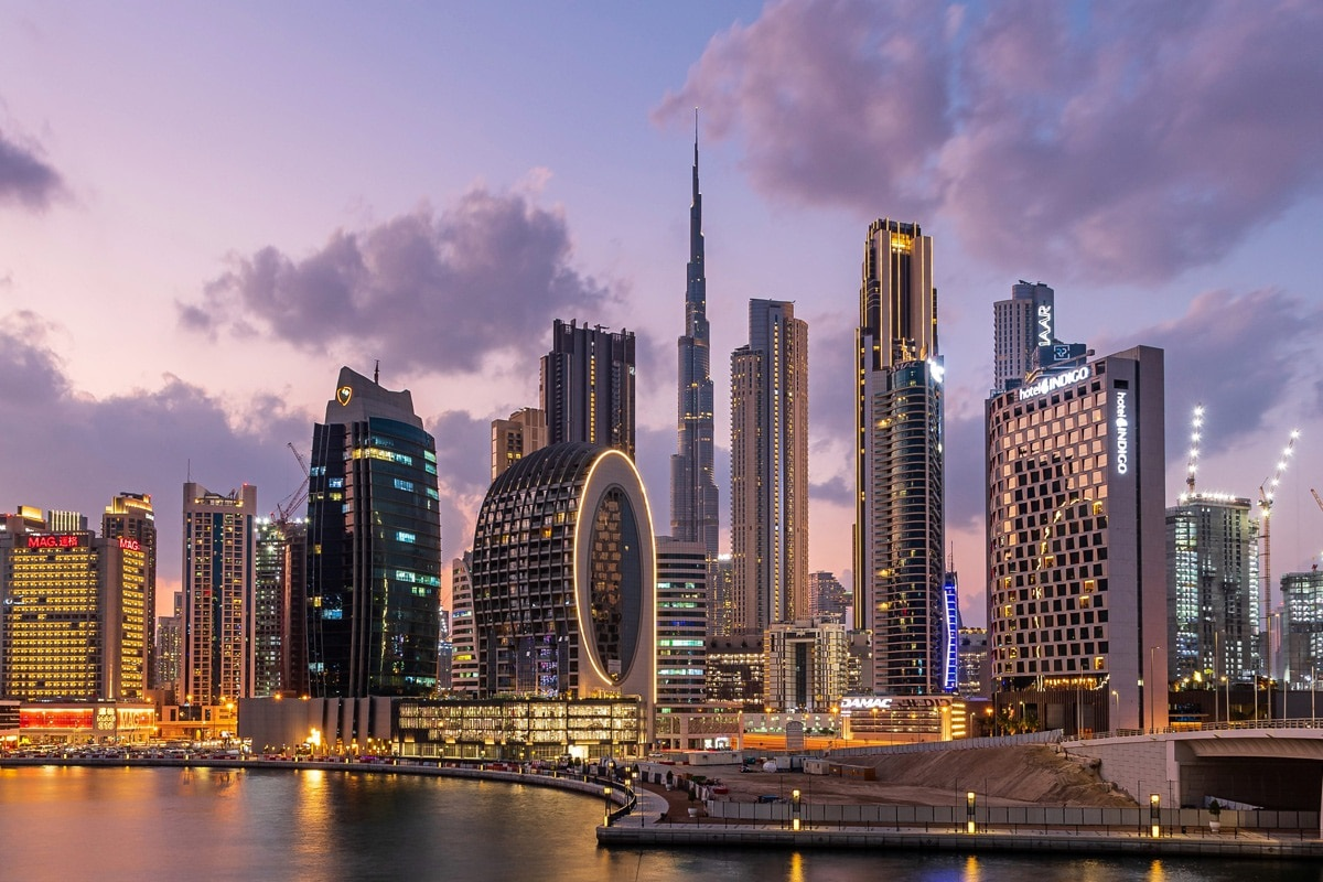 Luxury skyline at golden hour